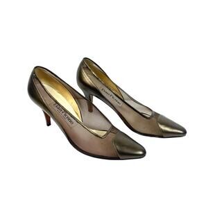 Vintage Evan Picone Brown Mesh Heels: Golden, 8N